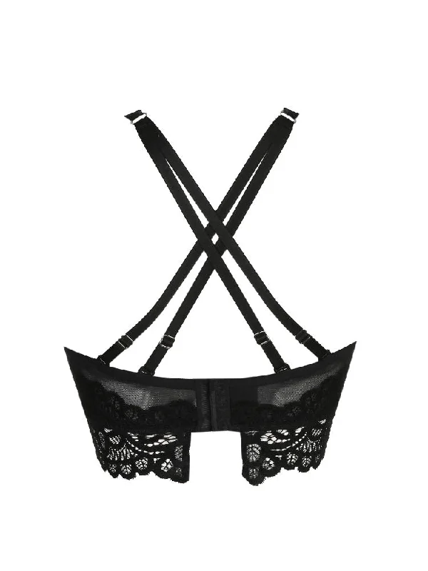 Twist First Night Longline Plunge Bra - Black