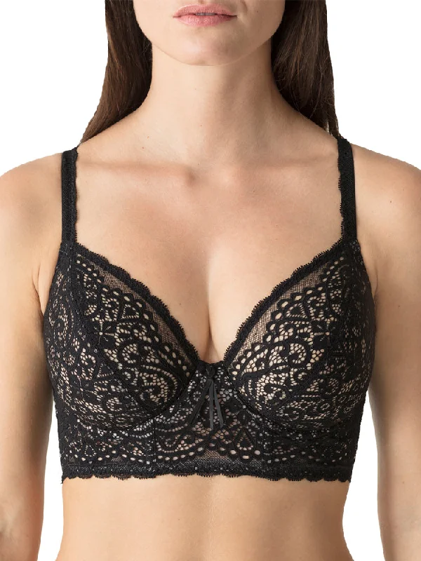 Twist ""I Do"" Deep Plunge Longline Bra - Zwart