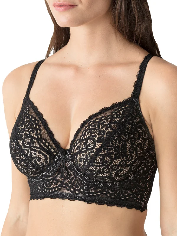 Twist ""I Do"" Deep Plunge Longline Bra - Zwart