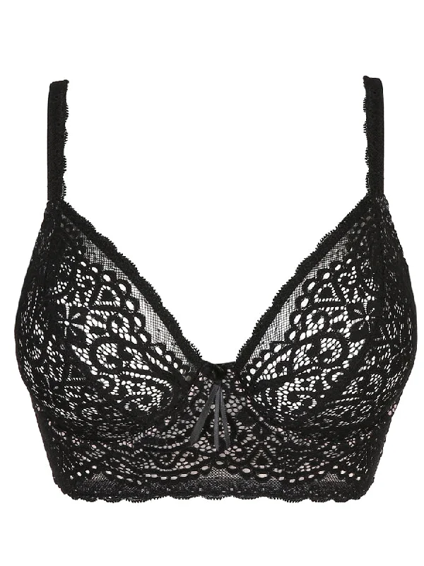 Twist ""I Do"" Deep Plunge Longline Bra - Zwart