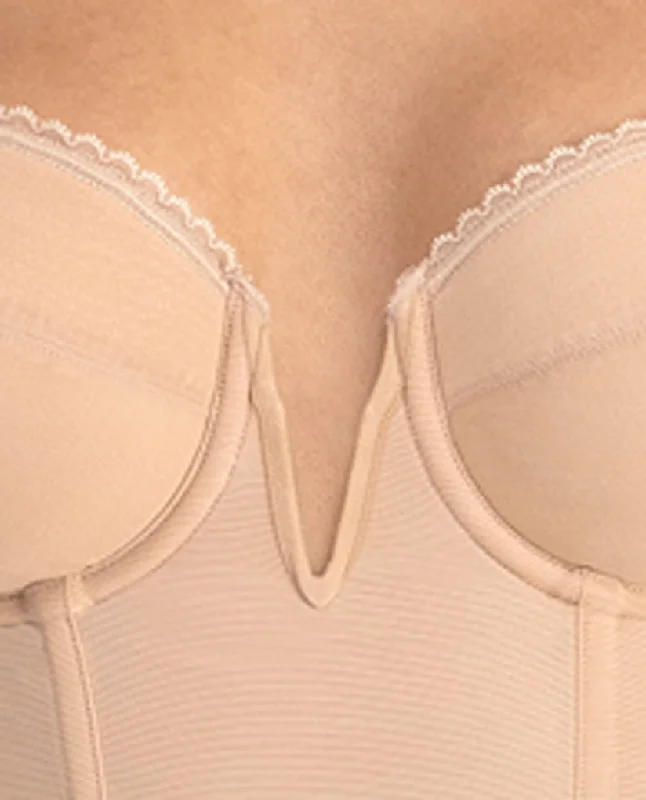 Valerie Bustier Deep Plunge V-Wire Backless Strapless Bridal Bra In Mocha - Dominique