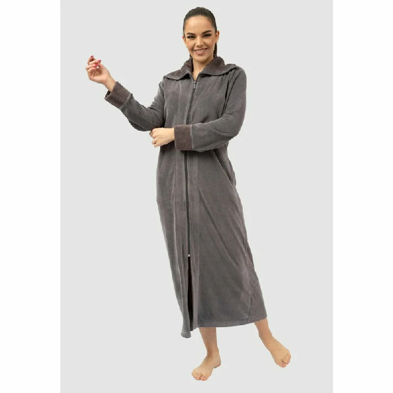 Aspen Long Zip-Up Women's Bamboo Velour Robe