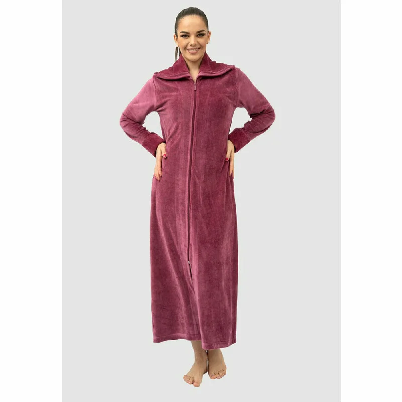 Aspen Long Zip-Up Women's Bamboo Velour Robe