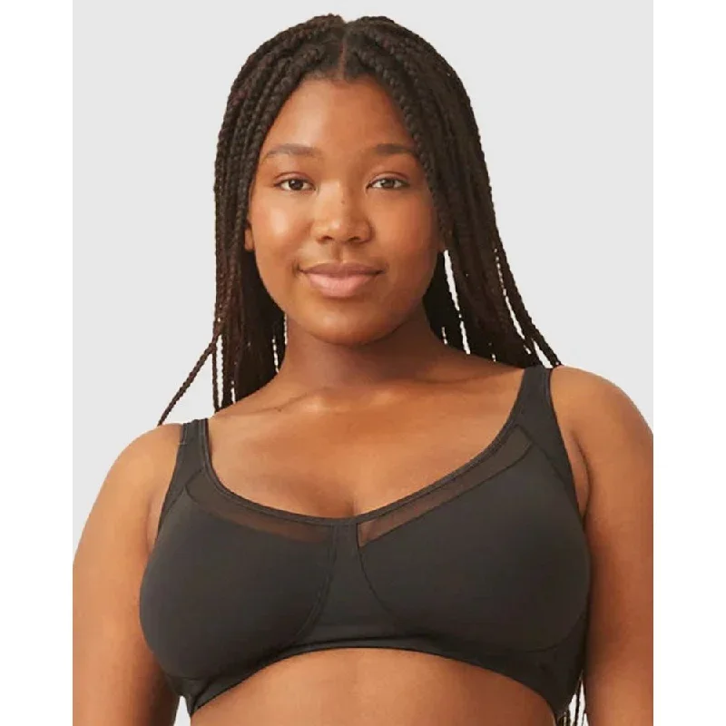 Comfortable Wide Strap Wirefree Bra With Mesh