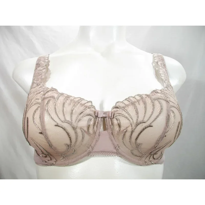 Felina 110040 Lana Embroidered Unlined Plunge Balconette Underwire Bra 38G Mocha