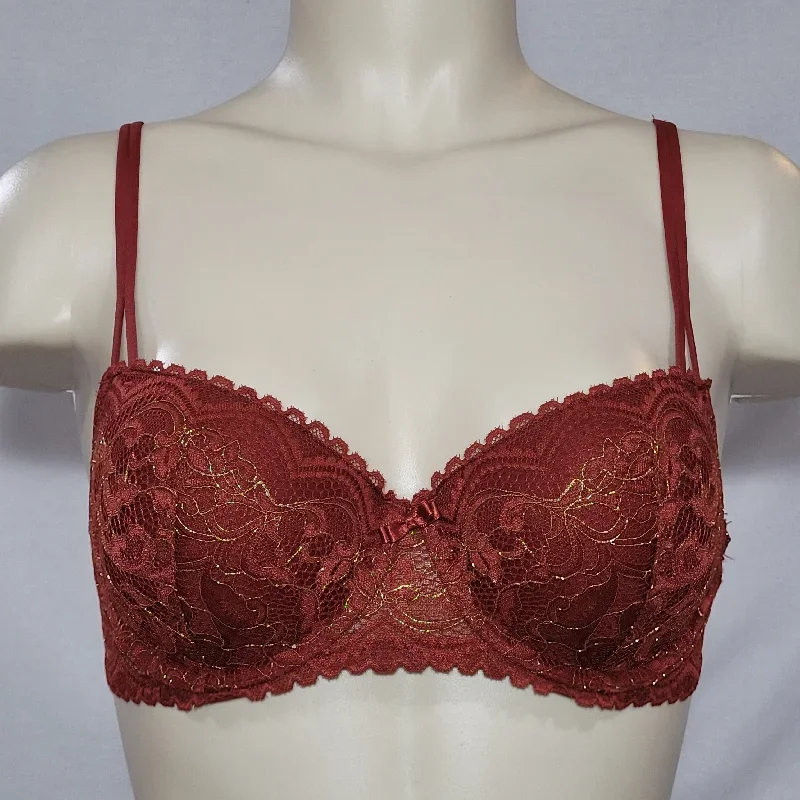 Gilligan & O'Malley Padded Push-Up Balconette Underwire Bra 36B Salsa