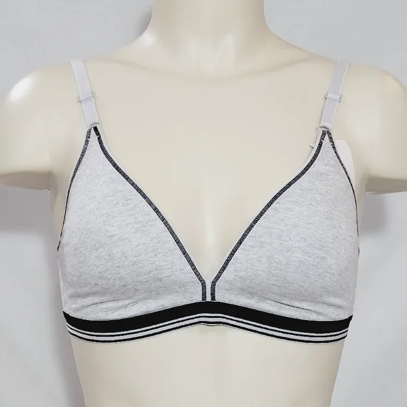 Hanes HC47 Cotton Stretch Wire Free T-Shirt Bra 36C Gray & Black NWT