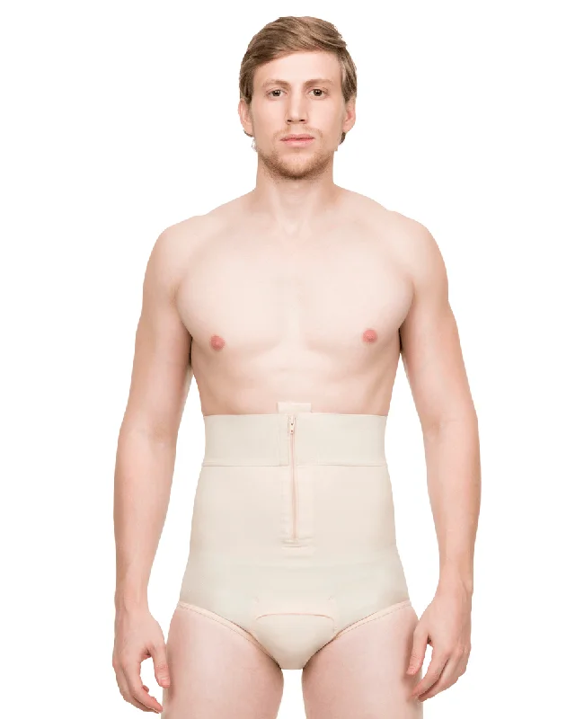 Male High-Waist Abdominal Cosmetic Surgery Compression Brief with Zippers (MG01)