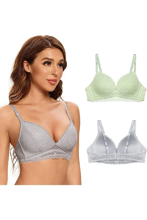 Lace Bralette Wirefree Floral Bra 2 Pieces