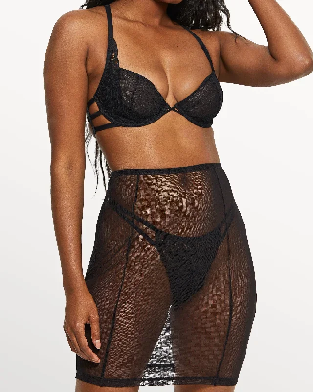 Love, Vera Rose Lace & Mesh Cross Back Bra Black