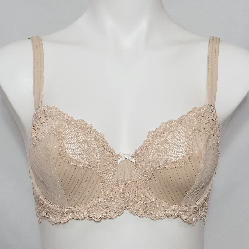 Paramour by Felina 115353 Stripe Delight Full Figure Underwire Bra 32D Fawn NWT