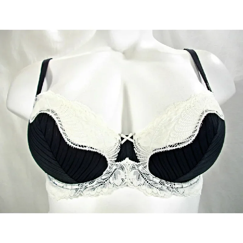 Paramour by Felina 115353 Stripe Delight Full Figure Underwire Bra 34DDD Black & Ivory NWT