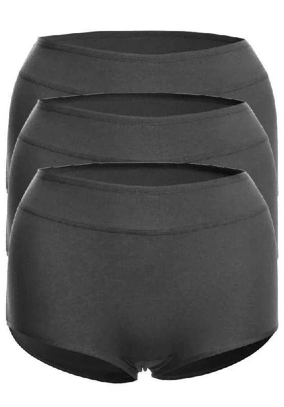 Plus Size Cotton Full Brief Panty 3 Pack Value Pack Black