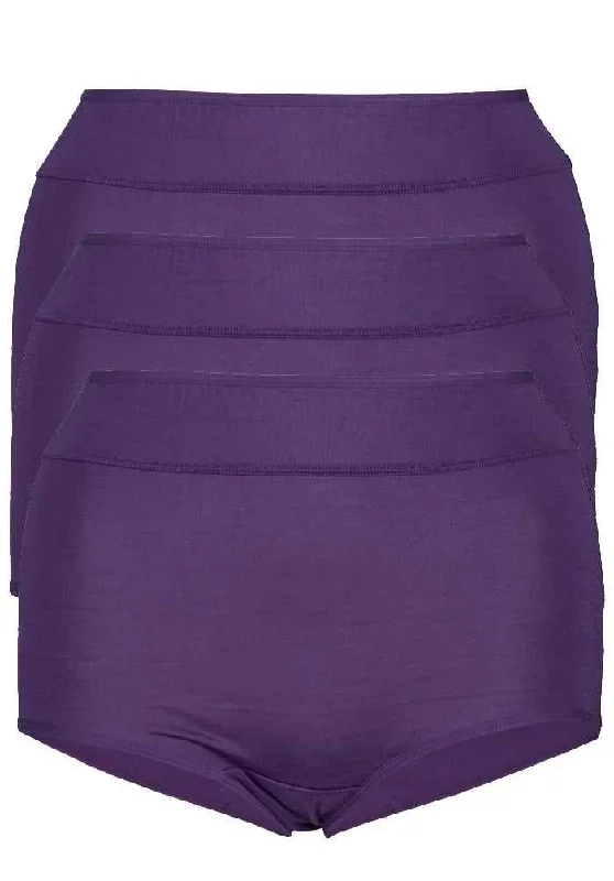 Plus Size Cotton Full Brief Panty 3 Pack Value Pack Purple