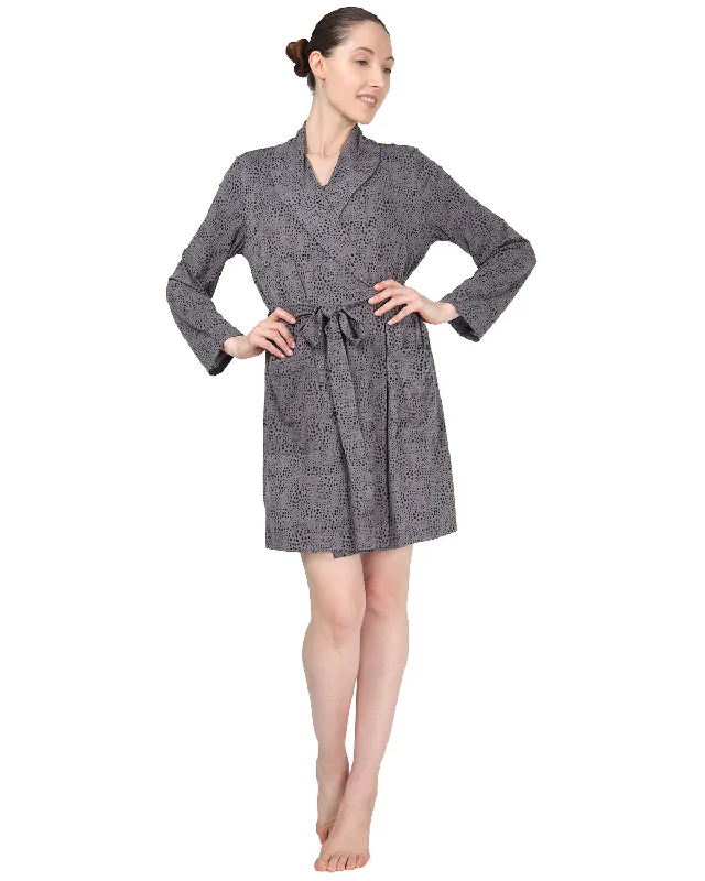 Women's Shawl Collar Long Sleeve Robe with Front Pockets