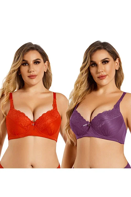 Stitching Lace Wrinkle Lingerie Top Plus Size Two Pieces