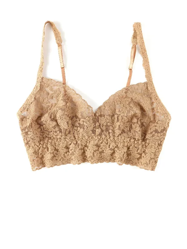 V-Neck Retro Lace Bralette Sun Tan Beige