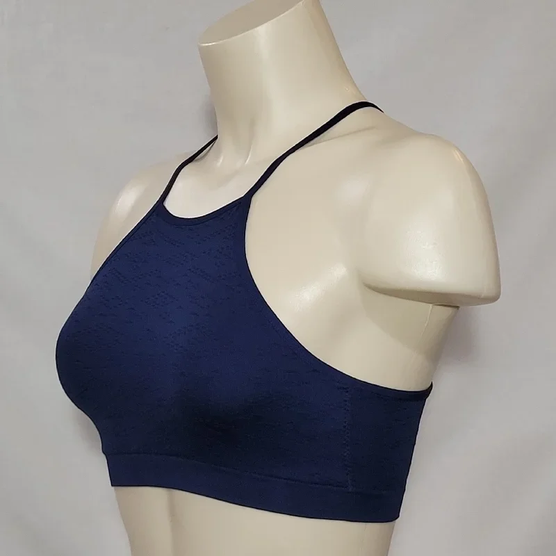 xhilaration-high-neck-seamless-wire-free-texture-bralette-bra-size-small-navy-nightime-blue