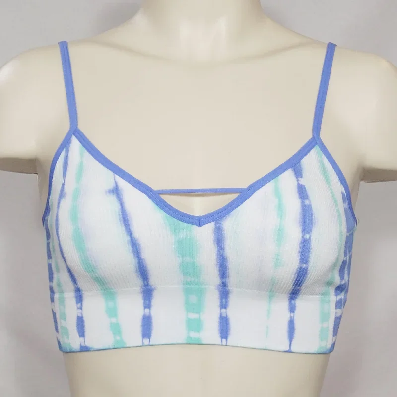 Xhilaration Wire Free Open Back Rib Bralette SMALL Marine Blue Tie-Dye